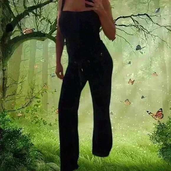 Y2k 90s Vintage Juicy Couture Black Suede Jumpsuit - Picture 9 of 9